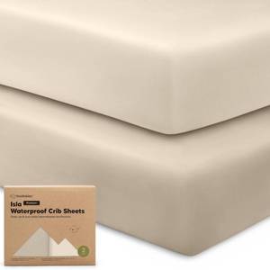 lot 66883 image: KeaBabies 2-Pack Waterproof Baby Crib Sheets for Boys, Girls - 52x28 Viscose Derived from Bamboo Toddler Bed Sheet Neutral, Fitted Crib Mattress Protector Cover for Baby Bedding, Soft & Gentle(Ecru)