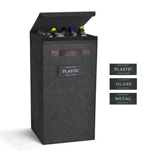 lot 66892 image: Recycling Bin for Kitchen 13 Gallon, Indoor Recycle Bin with Lid, 50L Recycle Trash Can, Large Recycling Bin for Home with Plastic Glass Metal Labels (Grey, 13 Gallon)