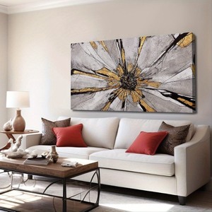 lot 66849 image: Large 60x30 Hand-Painted Fractured Bloom  Modern Landscape Wall Art for the Living Room, Bedroom, or Office.