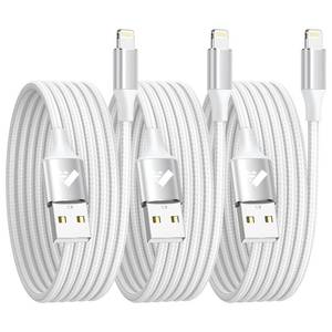 lot 9194 image: 3-Pack iPhone Charger Cords  3ft Nylon Braided (Gray)