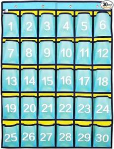 lot 9197 image: Numbered Classroom Pocket Chart (30 Pockets)