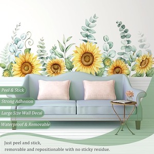 lot 9223 image: Large Sunflower & Vine Peel-and-Stick Wall Decals