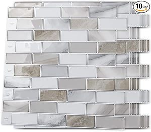 lot 9246 image: Art3d Peel and Stick Backsplash Tiles (10-Sheet Pack)
