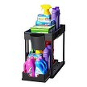lot 9250 image: 2-Tier Pull-Out Under Sink Organizer (Black)