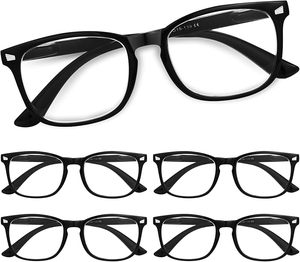 lot 9252 image: 5 pairs CCVOO Blue Light Reading Glasses (6.0x Strength) Black