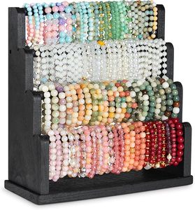 lot 9254 image: 4-Tier Rustic Wood Bracelet & Watch Organizer