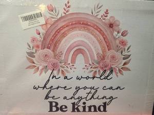 lot 9256 image: Be Kind Inspirational Canvas Wall Art (11 x 15)