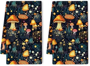 lot 9261 image: Mushroom Decorative Kitchen Dish Towels (Set of 2)