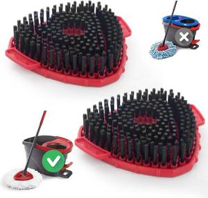 lot 9274 image: 2-Pack Upgraded Spin Mop Scrub Brush Replacement Heads