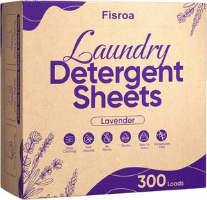 lot 3709 image: Lavender Laundry Detergent Sheets Travel Eco-friendly 300 Loads Fisroa Clothes Washing Detergent Sheets Plastic-Free Washer Strips Liquidless Laundry Strips Tablet