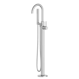 lot 3710 image: Single-Handle Freestanding Tub Faucet Floor Mounted with Handheld Hand Shower in Chrome