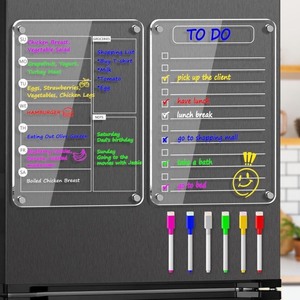 lot 3715 image: Magnetic Acrylic Weekly Planner and to Do List Set for Fridge  812 Clear Dry Erase Boards with 6 Markers, Reusable Fridge Whiteboard for Meal Planning, Chores, Office & Family Tasks