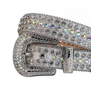 Silver Strap With Multi & Crystal Silver Studded Rhinestone Belt S/M