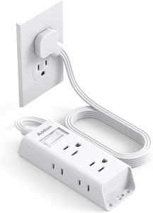 lot 3727 image: Flat Plug Power Strip, Addtam 5 ft Ultra Flat Extension Cord with 6 Outlets Extender, No Surge Protector for Cruise Ship, Travel, Dorm, Home Office, ETL Listed