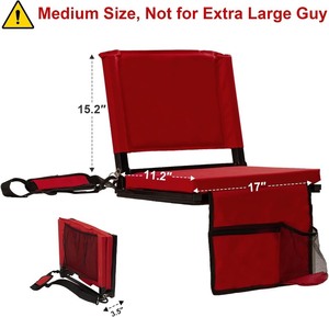 lot 3730 image: Stadium Seat with Back Support for Bleachers, Folding Bleacher Seat Bleacher Chairs with Back and Cushion, Padded Stadium Chair with Shoulder Strap, 3 Large Mesh Pocket & Carry Handle