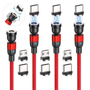 4 Pack 5ft Magnetic Charging Cable, 540 Rotation, Nylon Braided, Magnetic Phone Charger Compatible with Type C & Micro USB