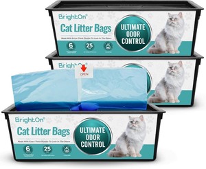 lot 3740 image: BrightOn Litter Bag Refill Roll for Genie Easy Roll Litter Bin, Ultimate Odor Control,(Unscented) (75 Bags  3 Dispensers)