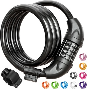 lot 3744 image: Bike Lock, Bicycle Lock 4 Feet Cable Lock 12 Inch Resettable Bike Lock Combination with Mounting Bracket, Bike Accessories for Bicycle, Electric Scooter, Motorcycle