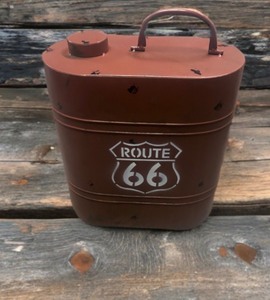 lot 3701 image: Route 66 Vintage Metal Gas Can Wall Decoration