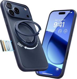 lot 2928 image: Case for iPhone 17 Pro Max, 360 Rotatable Stand, Magnetic Lock, 12FT Military-Grade Drop Protection, Camera Control, Ostand 03 Fitness (6.9 Translucent Matte BackDeep Blue)