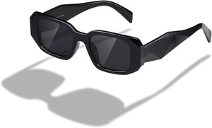 lot 2932 image: Sunglasses for MenWomen, Rectangle with a Trendy Design, 90s Vintage Square Frame Style (Includes-Satin Case & Cleaning Cloth) (black)