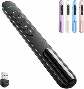 lot 2941 image: USB (RF 2.4GHz) Wireless Plug & Play Presentation Clicker with Stable Connection Up to 328 Feet, Hyperlink Navigation, Page UpDown, Volume Control, Power Switch and Full ScreenBlack Screen Functions, Easy to See Bright Red Pointer Light,