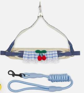 lot 2947 image: No Pressure Harness and Leash Set, Cherries and Lace - Pale Blue (Size - Small)