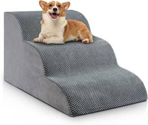 lot 2959 image: High Quality & Durable 3-Step Pet Stairs for Small DogsCats with Double-Layered Bottom and Concealed Zipper Design, Easy to Keep Clean with Its Removable Grey Cover