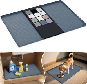 lot 2972 image: URMONA Waterproof Silicone Under Sink Mat 31 x 22 Shelf Liner for Kitchen and Bathroom, Cabinet and Counter Protector, Storage and Organizers, Litter Mat, Pet Cat Puppy Essentials(Dark Grey)