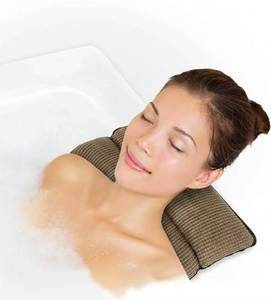 lot 2945 image: Double Chamber Vinyl Spa Pillow 14.6x11.8 (Taupe) - Easy to Clean, Holds Up Through Frequent Washes