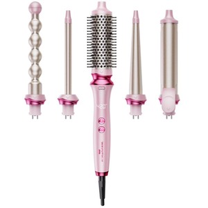 lot 2419 image:  Retail $108.99 Wavytalk Heatwave Pro 5-in-1 Curling Wand Set, Includes Thermal Brush and 4 Interchangeable Ceramic Barrel for Multiple Styles, Model 350S