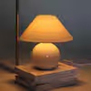lot 2442 image: Fiona 10.83 in. LED Glossy Cream Ceramic Midcentury Round Globe Bedside Desk Lamp with Cream Cotton Empire Shade