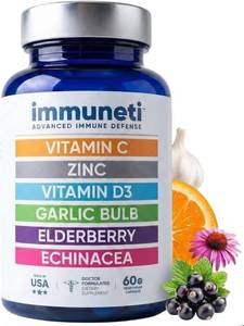 lot 10920 image: Immuneti Advanced Immune Support  Doctor Formulated 6-in-1 Daily Immunity Supplement  Made in USA  With Vitamin C, D3, Zinc, Elderberry, Garlic & Echinacea - Vital Nutrients & Antioxidants