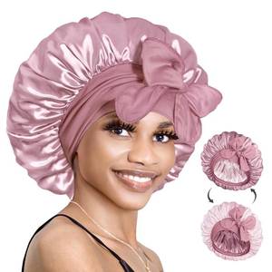 lot 10950 image: Reversible Satin Sleep Bonnet  Double Layer Silk Hair Bonnet with Adjustable Tie Band  Anti-Slip Hair Protection Cap for Curly, Braided & Natural Hair