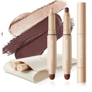 lot 10967 image: 2 Pc Matte Waterproof Eyeshadow Stick Set  Chocolate Brown & Pearl Cream-to-Powder Eye Makeup Sticks