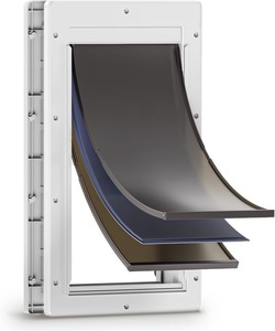 lot 3750 image: 3-Flap Dog Door, Large Doggy Door, Doggie Door for Install in Interior and Exterior Doors or Wall, Insulation Layer, 2 Magnetic Flaps, Closing Panel, Never Rust, for Pet Up to 100lb (Large)