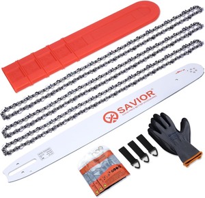 lot 3757 image: Savior 20 Inch Chainsaw Bar with Chain Combo for L81 .325 81 Drive Links .063 Gauge Fits Stihl MS291 MS271 MS290 MS261 and More, Replacement Bar 203VXLGD025 Bar W 2 Chains