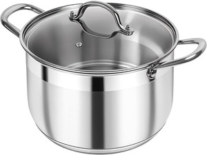 lot 3762 image: Kirecoo Stainless Steel Stock Pot - 12 Quart Heavy Duty Stock Cooking Pot with Visible Lid for Pasta, Soup, Spaghetti, Nonstick Thick Bottom Big Stockpot, Cookware for Canning, Boiling, Simmer