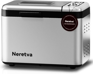 lot 3767 image:  Retail $199.99 Neretva Bread Maker, 3.3LB Larger Bread Machine 15-in-1 Stainless Steel & Nonstick Ceramic Pan & Auto Nut Dispenser Breadmaker Machines Full Touch Panel with Gluten Free White Wheat Rye French Pizza