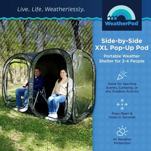 lot 3777 image: WeatherPod� The Original Shark Tank Side-by-Side 2-4 Person Pop-Up Pod - Stay Warm, Dry, and Out of The Sun - Weather Pod for Sports, Rain, or Wind - Simple to Set Up and Tear Down