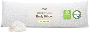 lot 3778 image: Coop Home Goods Original Adjustable Body Pillow, 20x54 Long Pillow for Back, Shoulder, Hip and Knee Support, Side Sleeper Body Pillows for Adults with Memory Foam & Washable Cover