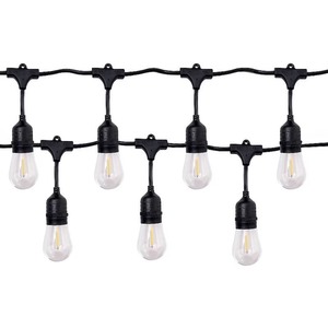 lot 3780 image: Harbor Breeze 96-ft Plug-in Black IndoorOutdoor String Light with 48 White -Light LED Edison Bulbs