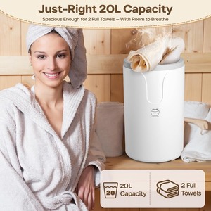 lot 3781 image: 20L Luxury Towel Warmer Gift-Ready Box, Dual Heat, 306090 Min Presets, Stainless Steel Interior, Tip-Over Auto Shut-Off, Includes 12 Fragrance Discs, Perfect Spa Gift for Home & Bathroom