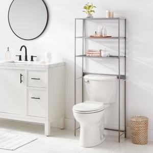 lot 3792 image: Over The Toilet Storage Brushed Nickel Metal - Brightroom