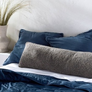 lot 3796 image: Textured Boucle Lumbar Decorative Throw Pillow Dark Gray - Casaluna