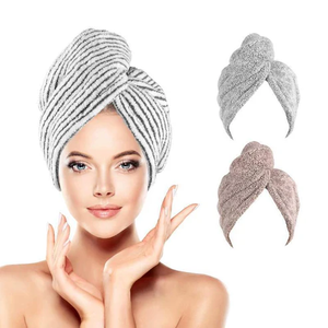 lot 11011 image: Microfiber Hair Drying Towels 25.5 x 10  Coral Fleece Hair Wrap with Button & Loop  Fast Dry, Ultra-Absorbent Hair Turban