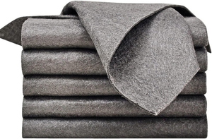 lot 11020 image: 5 Pack Super Thick Microfiber Cleaning Cloths  11.8 x 11.8 Lint-Free Reusable Towels for Glass, Kitchen & Car Cleaning