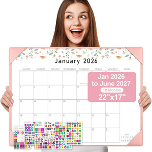 lot 11021 image: 2026 Large Desk Calendar Pad 22 x 17  18 Month Planner (Jan 2026Jun 2027) with Notes Sections & Stickers