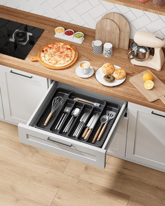 lot 11024 image: Expandable Kitchen Drawer Organizer  7 Compartment Utensil Tray with Adjustable Width (8.0713.9) Non-Slip Base