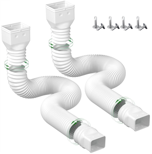 lot 11036 image: 2 Pack Flexible Gutter Downspout Extension  Expandable 2168 Drain Pipe Extender  Fits 2x3 & 3x4 Downspouts